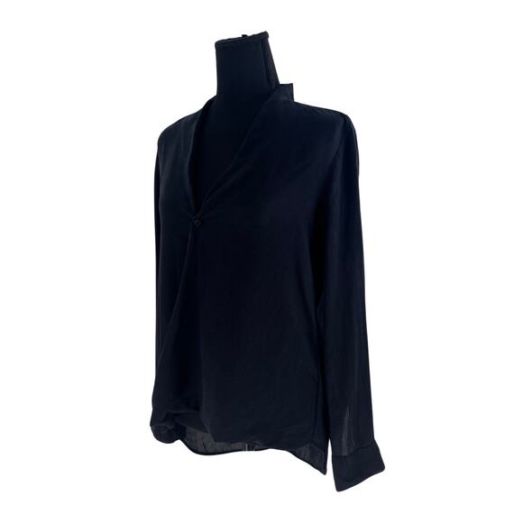 Black Cloth & Stone Super Soft Long Sleeve Wrap Front Blouse Shirt - Small - Picture 3 of 11